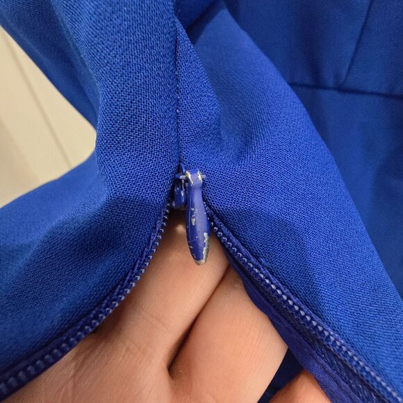 Sachin&Babi Blue Patrizia Bateau Asymmetrical Holiday Midi Sheath Dress Size 14 - Picture 14 of 16